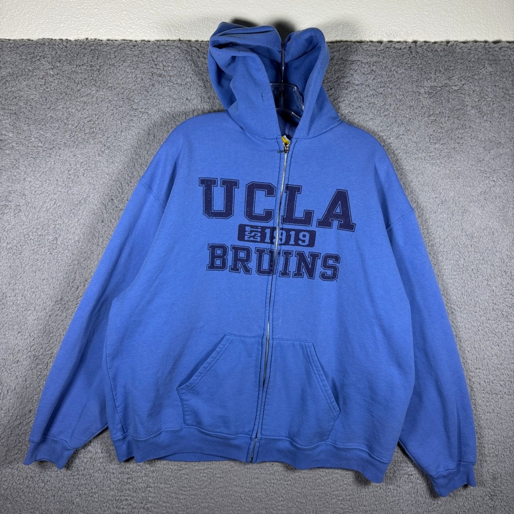Vintage UCLA Bruins Zip Up Hoodie Mens XL Blue Gold Standard Made in USA Graphic